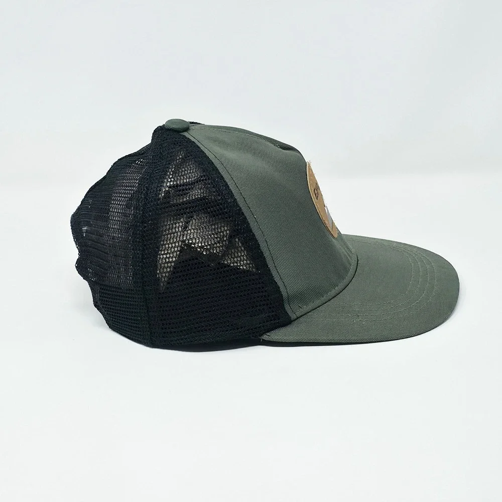 Explore Mountain Patch Trucker Hat Toddler One Size 2T-5T Olive Green Mesh Cap